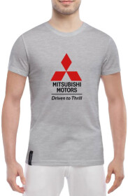Футболка мужская Globuspioner классическая Mitsubishi Driven to Thrill серый спереди