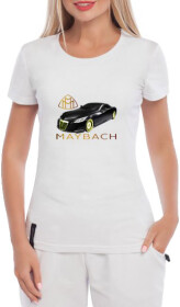 Футболка женская Globuspioner классическая Maybach Exelero белая принт спереди