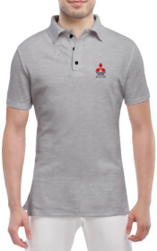Футболка мужская Globuspioner поло Mitsubishi Driven to Thrill серый спереди