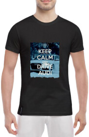 Футболка чоловіча Globuspioner класична Keep Сalm and Drive Audi чорна принт спереду