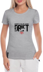 Футболка женская Globuspioner классическая Keep Calm and Drift Toyota серая принт спереди