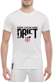 Футболка чоловіча Globuspioner класична Keep Calm and Drift Toyota біла принт спереду