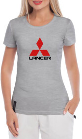 Футболка женская Globuspioner классическая Lancer серая принт спереди