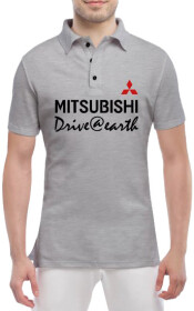 Футболка мужская Globuspioner поло Mitsubishi Slogans серый спереди