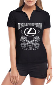 Футболка женская Globuspioner поло Lexus Retro черная принт спереди