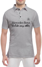 Футболка чоловіча Globuspioner поло Mercedes Slogans сіра принт спереду