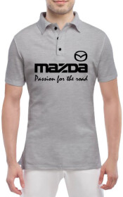 Футболка чоловіча Globuspioner поло Mazda Slogan сіра принт спереду