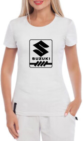 Футболка женская Globuspioner классическая Suzuki Logo Vector белая принт спереди