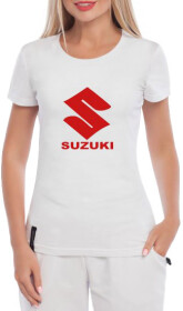 Футболка женская Globuspioner классическая Suzuki Big Logo белая принт спереди