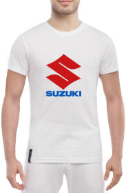 Футболка мужская Globuspioner классическая Suzuki Big Logo Red and Blue белый спереди