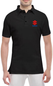 Футболка мужская Globuspioner поло Suzuki Big Logo Red and Blue черный спереди
