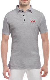 Футболка мужская Globuspioner поло Infiniti Logo Red серый спереди
