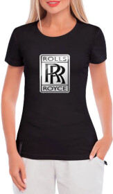 Футболка женская Globuspioner классическая Rolls-Royce Big Logo Silver черная принт спереди