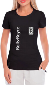 Футболка женская Globuspioner классическая Rolls-Royce Logo Vertical черная принт спереди