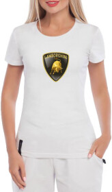 Футболка женская Globuspioner классическая Lamborghini Logo белая принт спереди