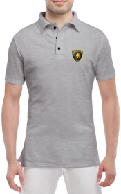 Футболка чоловіча Globuspioner поло Lamborghini Logo сіра принт спереду