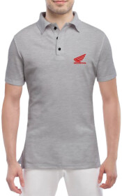 Футболка чоловіча Globuspioner поло Honda Bike сіра принт спереду