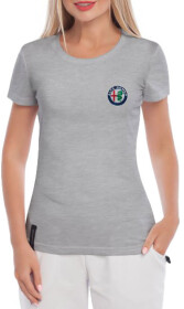 Футболка жіноча Globuspioner класична Alfa Romeo Mini Logo сіра принт спереду