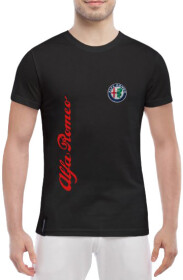 Футболка чоловіча Globuspioner класична Alfa Romeo Logo Vertical чорна принт спереду