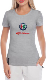 Футболка женская Globuspioner классическая Alfa Romeo Red серая принт спереди