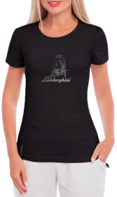 Футболка женская Globuspioner классическая Lamborghini Logo Art черная принт спереди