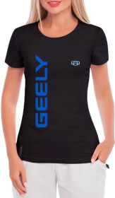 Футболка женская Globuspioner классическая Geely Logo Vertical черный спереди