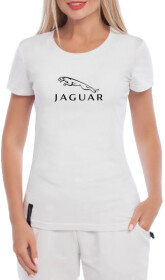 Футболка женская Globuspioner классическая Jaguar Brand белая принт спереди