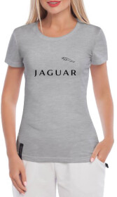 Футболка женская Globuspioner классическая Jaguar Big Logo серая принт спереди