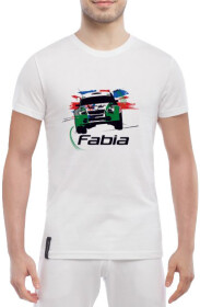 Футболка чоловіча Globuspioner класична Skoda Fabia Rally біла принт спереду