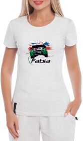 Футболка жіноча Globuspioner класична Skoda Fabia Rally біла принт спереду