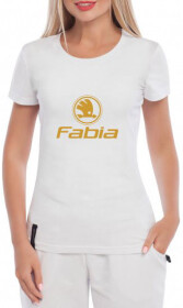 Футболка жіноча Globuspioner класична Skoda Fabia Logo біла принт спереду
