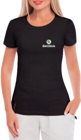 Футболка женская Globuspioner классическая Skoda Mini Logo черная принт спереди