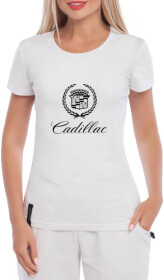 Футболка женская Globuspioner классическая Cadillac белая принт спереди