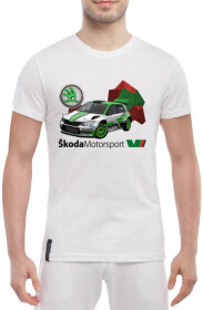 Футболка чоловіча Globuspioner класична Skoda Fabia R5 EVO біла принт спереду