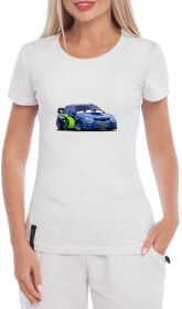 Футболка жіноча Globuspioner класична Subaru Cartoon Car біла принт спереду