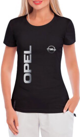 Футболка жіноча Globuspioner класична Opel Logo Vertical чорна принт спереду