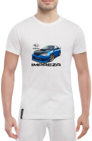 Футболка мужская Globuspioner классическая Subaru Impreza WRX Blue белый спереди