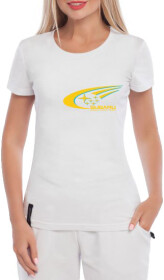 Футболка женская Globuspioner классическая Subaru Rally Team белая принт спереди