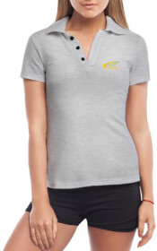 Футболка женская Globuspioner поло Subaru Rally Team серая принт спереди