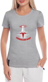 Футболка жіноча Globuspioner класична Tesla Ready сіра принт спереду