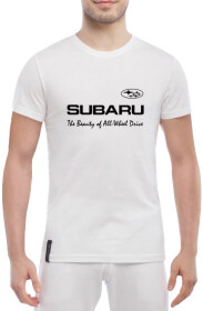 Футболка мужская Globuspioner классическая Subaru Slogan белый спереди