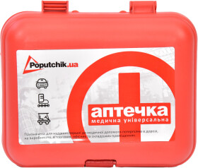 Аптечка автомобильная Poputchik АМА-1 в жестком чехле 02-022-P