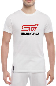 Футболка чоловіча Globuspioner класична Subaru Logo STI біла принт спереду