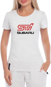 Футболка жіноча Globuspioner класична Subaru Logo STI біла принт спереду