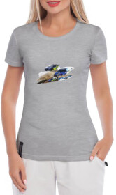 Футболка жіноча Globuspioner класична Subaru Impreza Rally сіра принт спереду