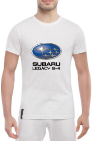 Футболка мужская Globuspioner классическая Subaru Legacy B-4 белый спереди