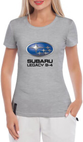 Футболка женская Globuspioner классическая Subaru Legacy B-4 серая принт спереди