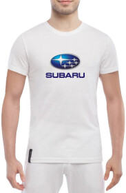 Футболка мужская Globuspioner классическая Subaru Big Logo Blue белый спереди