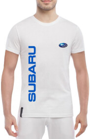 Футболка мужская Globuspioner классическая Subaru Logo Vertical белый спереди