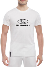 Футболка чоловіча Globuspioner класична Subaru Logo Stars біла принт спереду